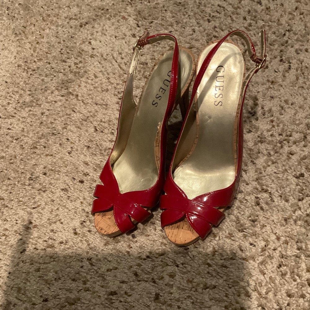 Guess, Women's size 6, peep toe Red